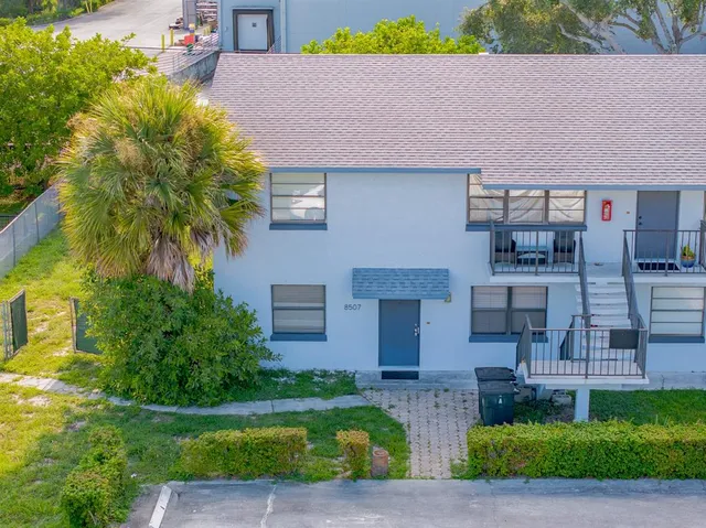 an aerial view of a house