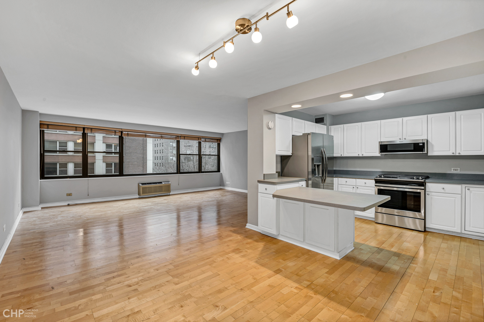 850 North Dewitt Place, Unit 4A Chicago, IL 60611 - Photo 4 of 22 a large kitchen with cabinets and wooden floor
