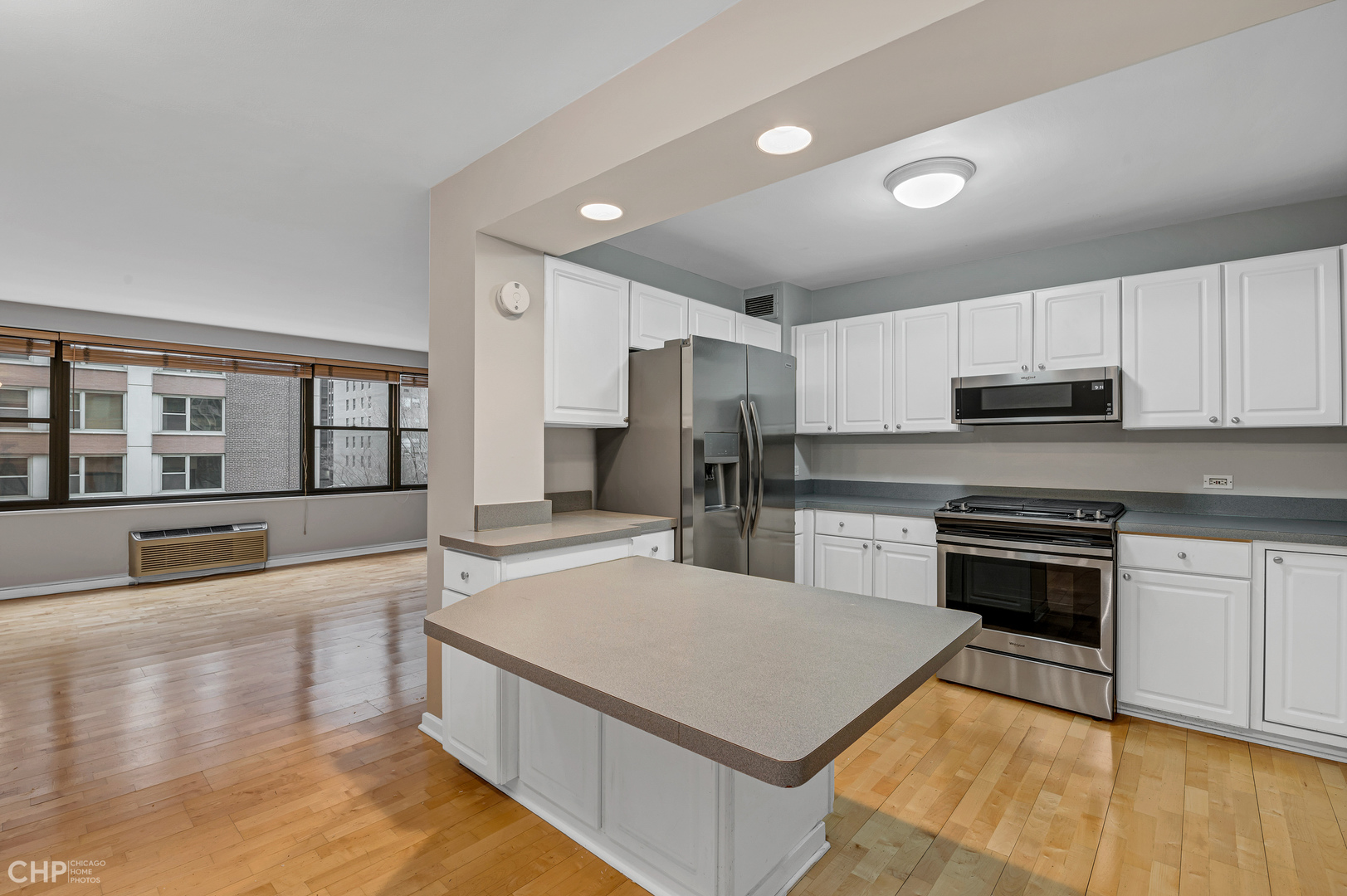 850 North Dewitt Place, Unit 4A Chicago, IL 60611 - Photo 5 of 22 a kitchen with stainless steel appliances granite countertop a stove and a refrigerator