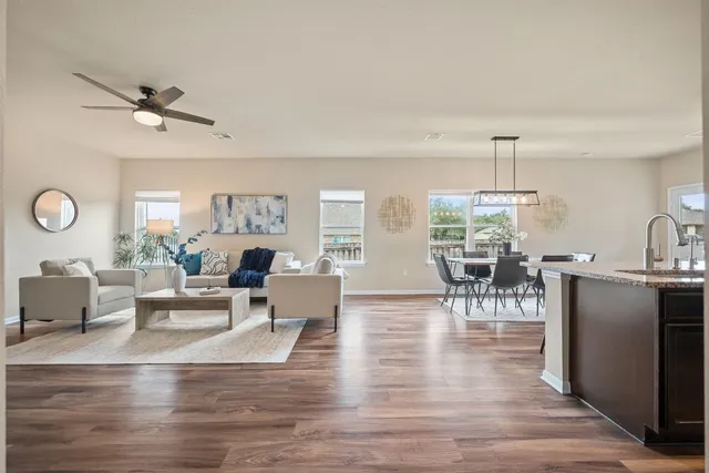 a living room with furniture