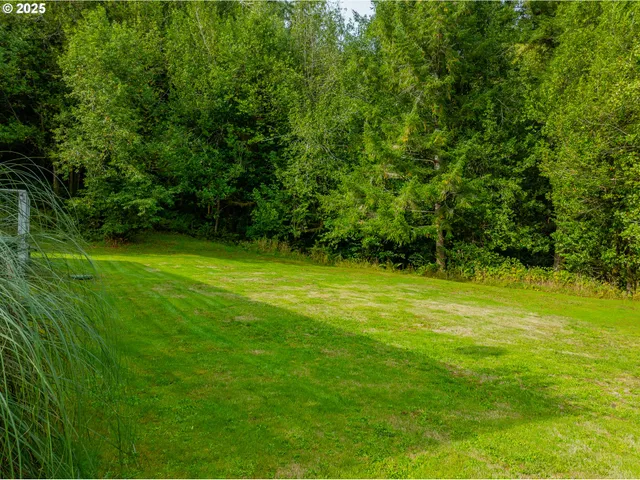 an outdoor space with garden view