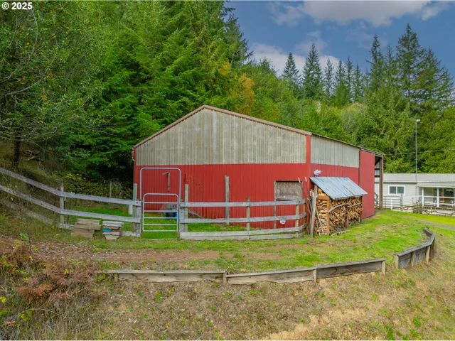 a backyard of a house with lots of green space