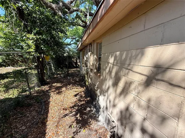 a view of a yard with a tree