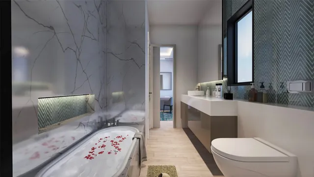 a bedroom with furniture and a flat screen tv