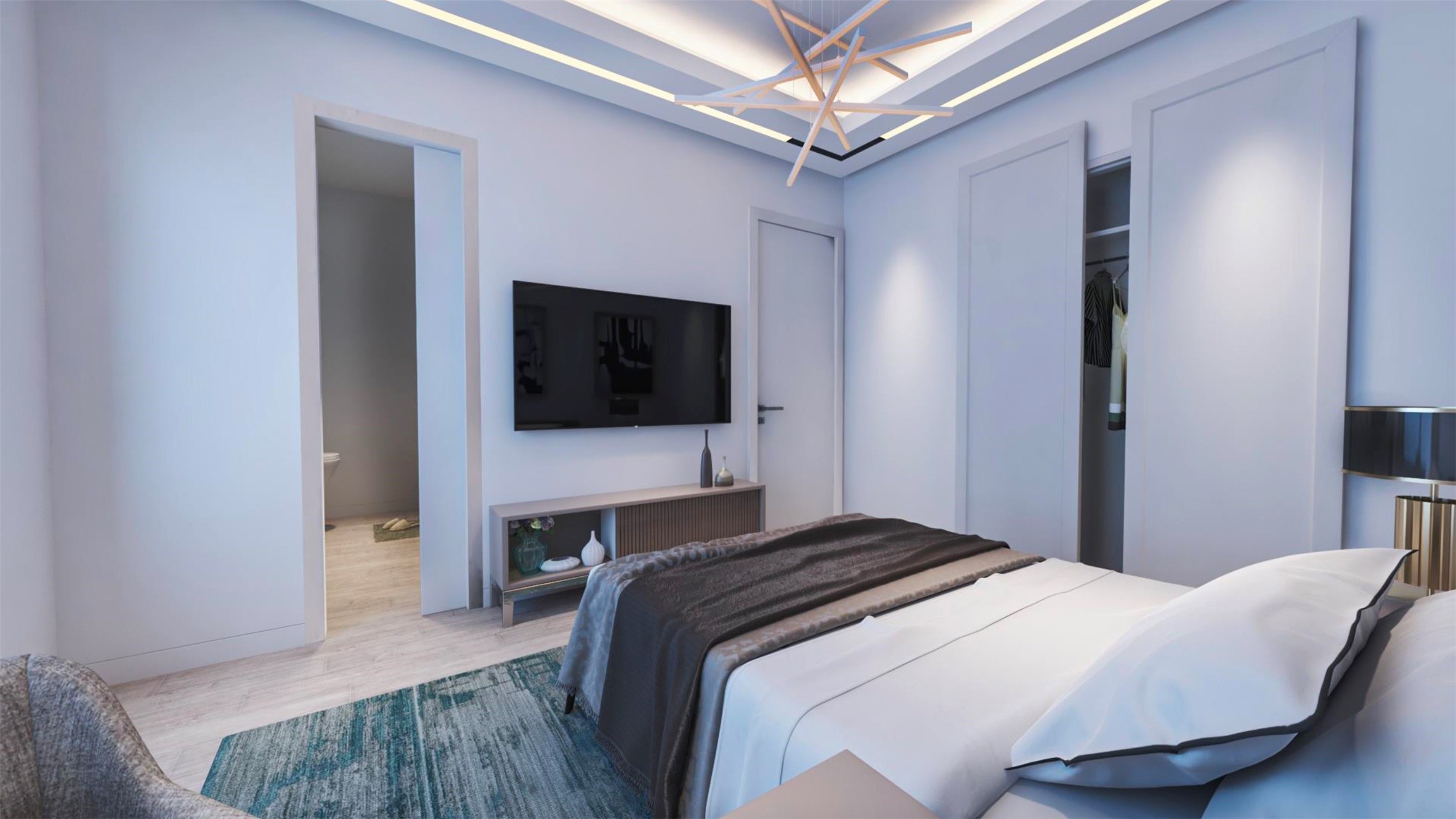 2310 West Main Street Houston, TX 77098 - Photo 31 of 34 a bedroom with a bed and a flat screen tv