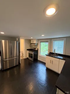 an empty room with windows