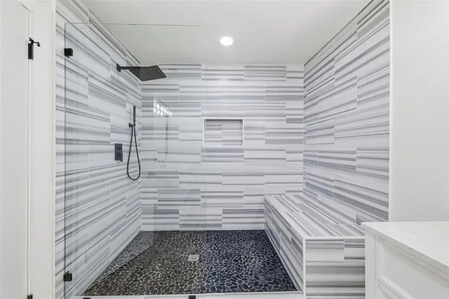 a bathroom with a shower