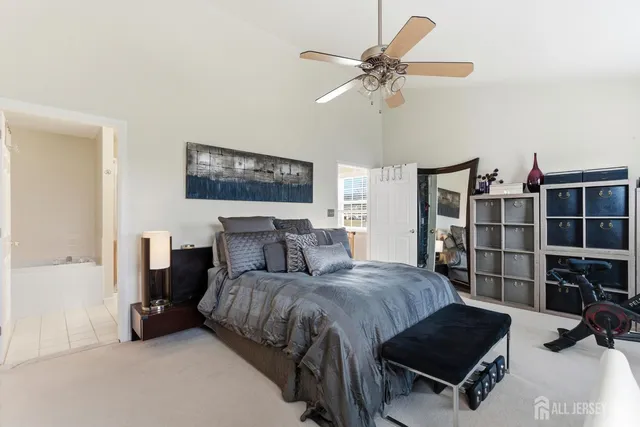a living room with furniture a lamp and a rug