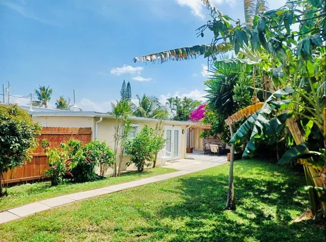a view of backyard and tree