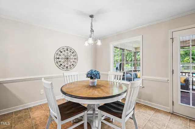 a table and chairs in a room