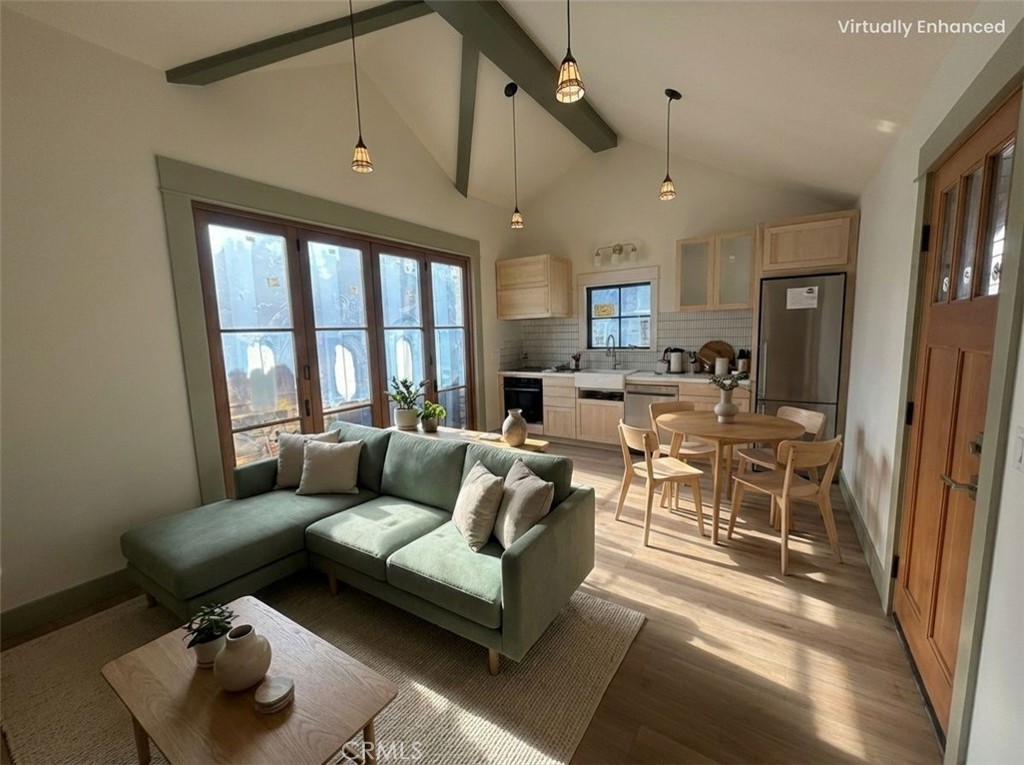 virtually staged living/kitchen space