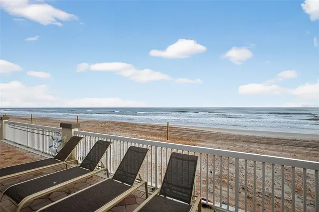 a view of a building with an ocean view