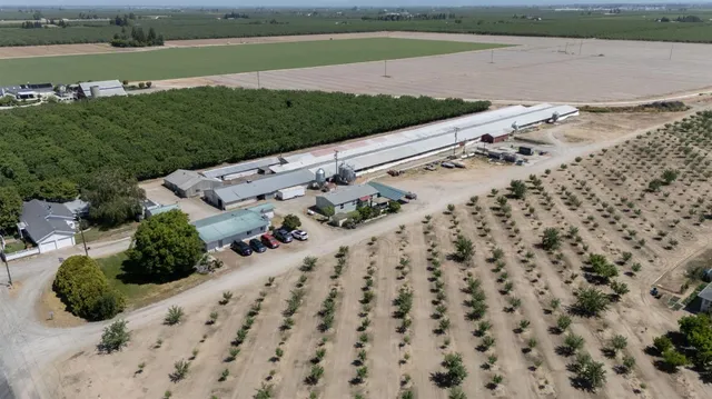 an aerial view of a yard
