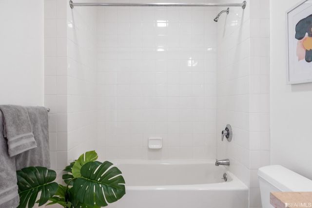 a bathroom with a bathtub
