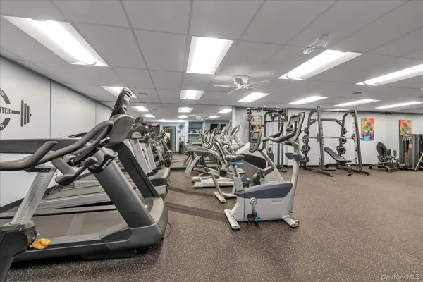 a view of a room with gym equipment