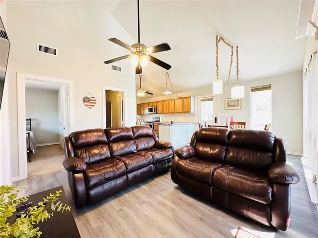 a living room with furniture