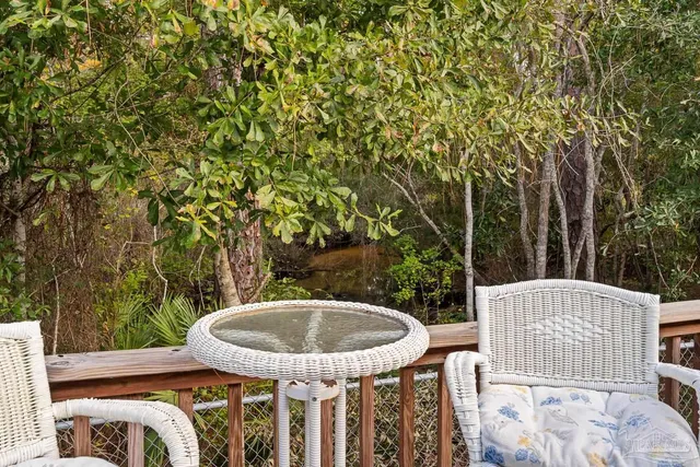a view of a patio in backyard