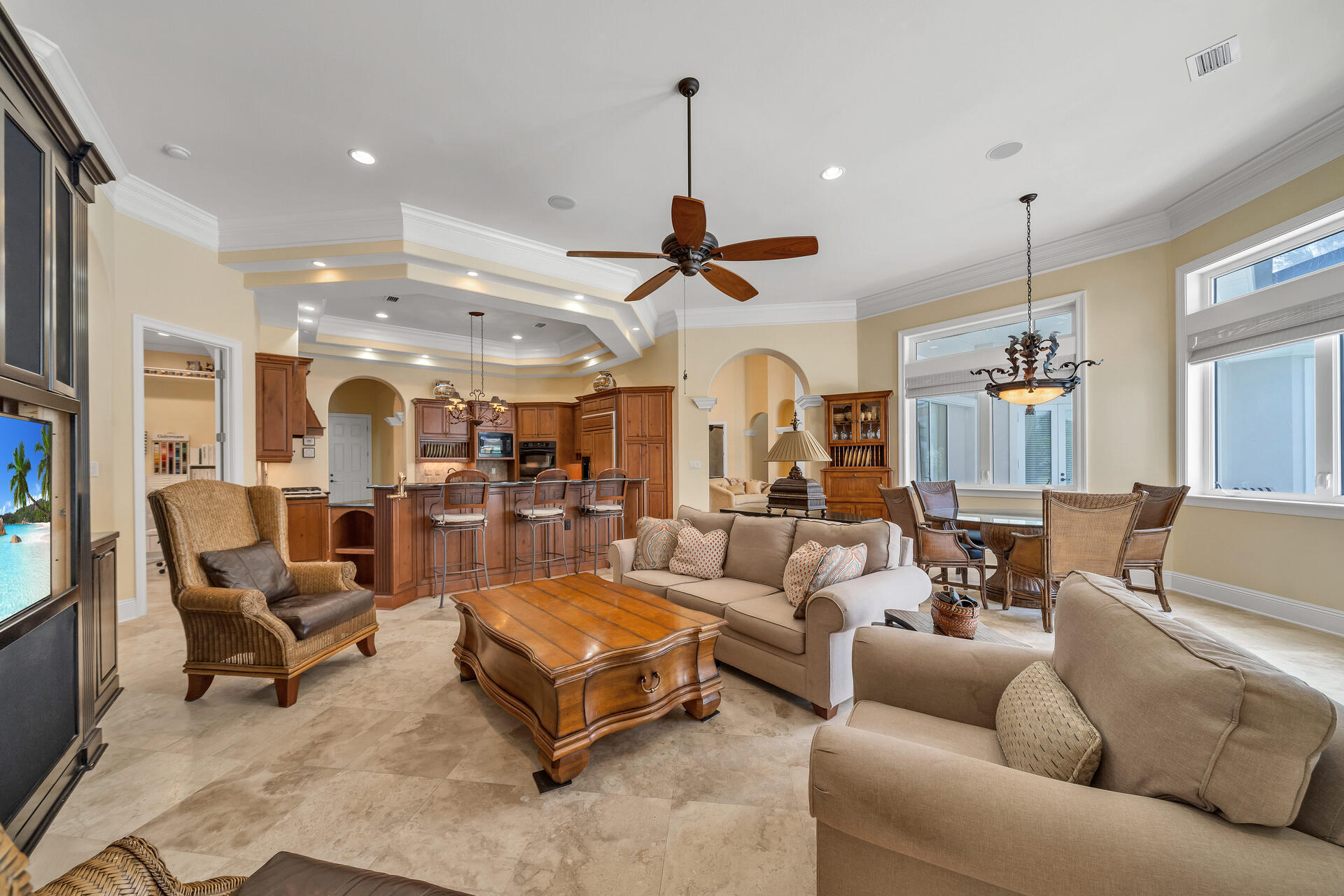 2958 Pine Valley Road Miramar Beach, FL 32550 - Photo 29 of 96 a living room with furniture ceiling fan and a rug