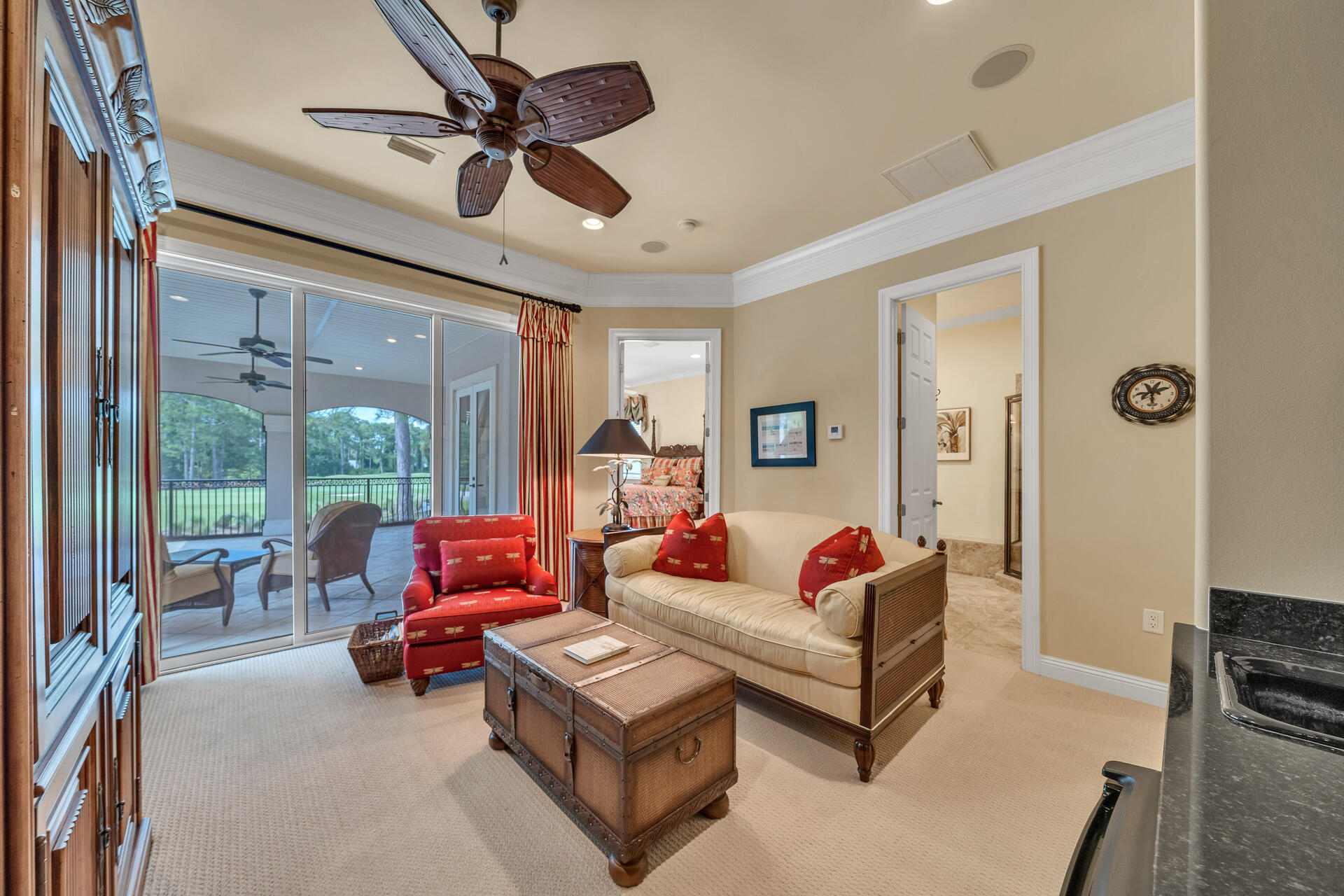 2958 Pine Valley Road Miramar Beach, FL 32550 - Photo 48 of 96 a living room with furniture ceiling fan and a rug