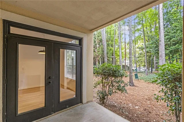 a view of a glass door with a glass door