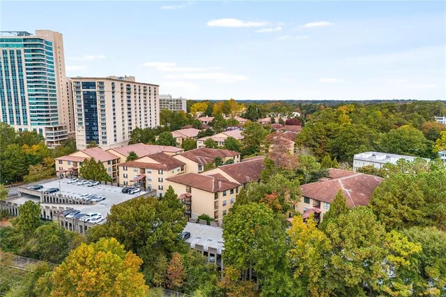a view of a city that has tall buildings