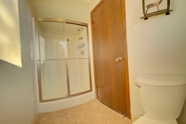 a view of a bathroom with a shower