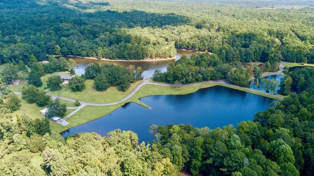 an aerial view of a house