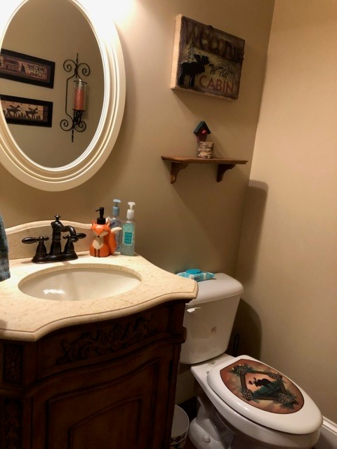 85 Ridgemont Lane Ellijay, GA 30536 - Photo 30 of 42 a bathroom with a toilet a sink and mirror