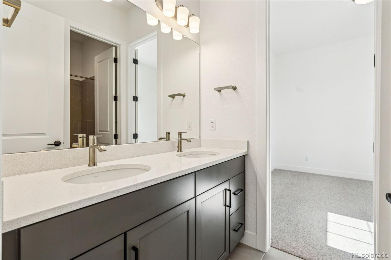 3884 Freestone Point Castle Rock, CO 80108 - Photo 22 of 34 a bathroom with a sink and a mirror