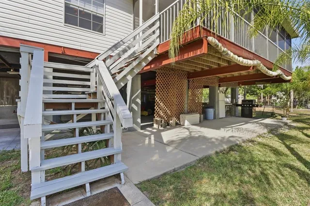 a view of a garage with chairs