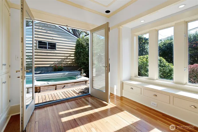 a bathroom with a bathtub and a sink