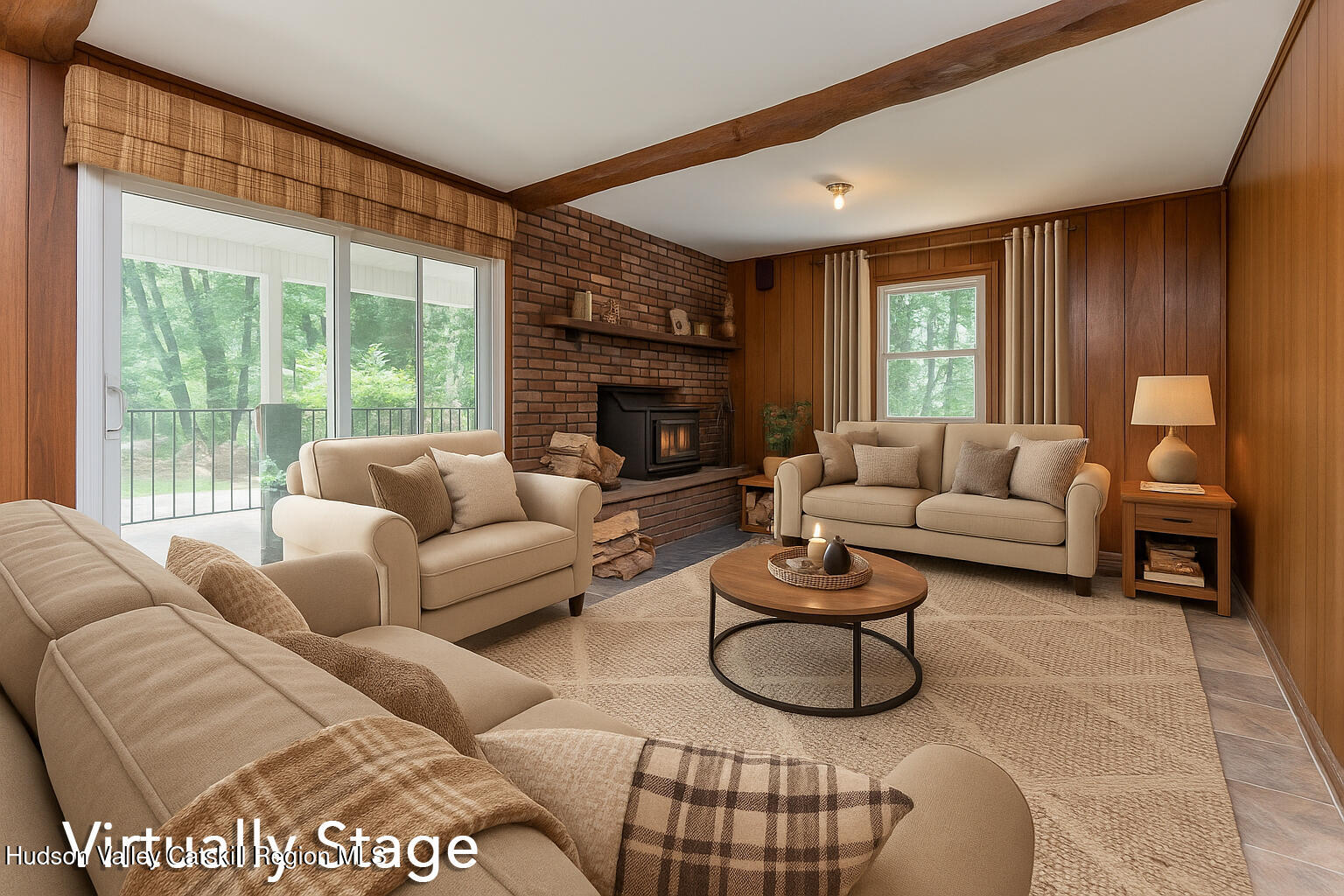22 Robert Drive Hyde Park, NY 12538 - Photo 12 of 52 a living room with furniture a fireplace and a large window