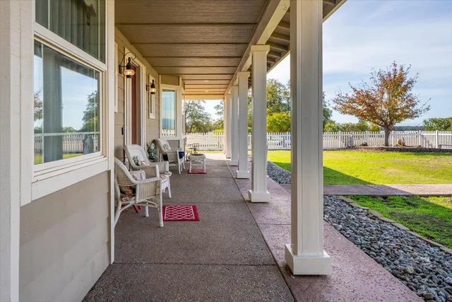 a view of a room with a chandelier