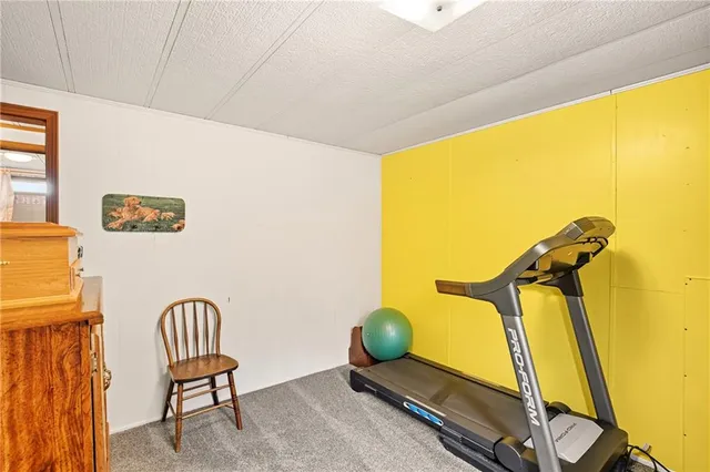 a storage room with cabinets
