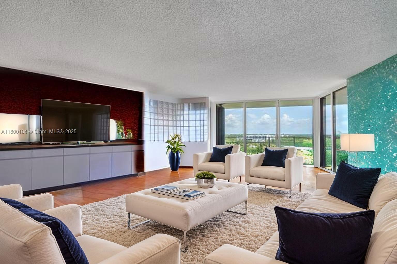 4000 Towerside Terrace, Unit 1403 Miami, FL 33138 - Photo 7 of 59 a living room with furniture and a flat screen tv