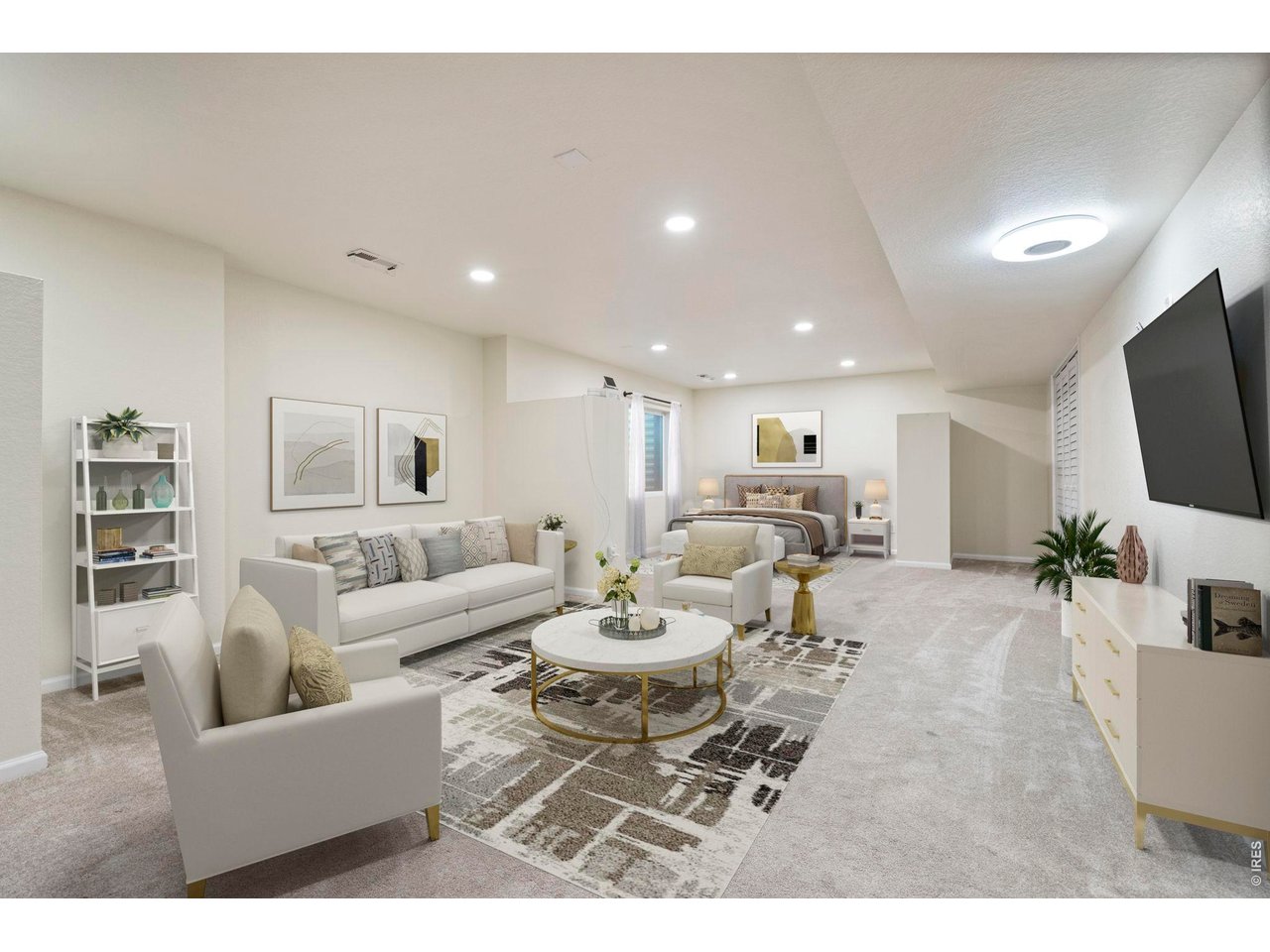10080 Cedar Street Firestone, CO 80504 - Photo 30 of 38 Basement hang out/living area is virtually staged to show how space can function