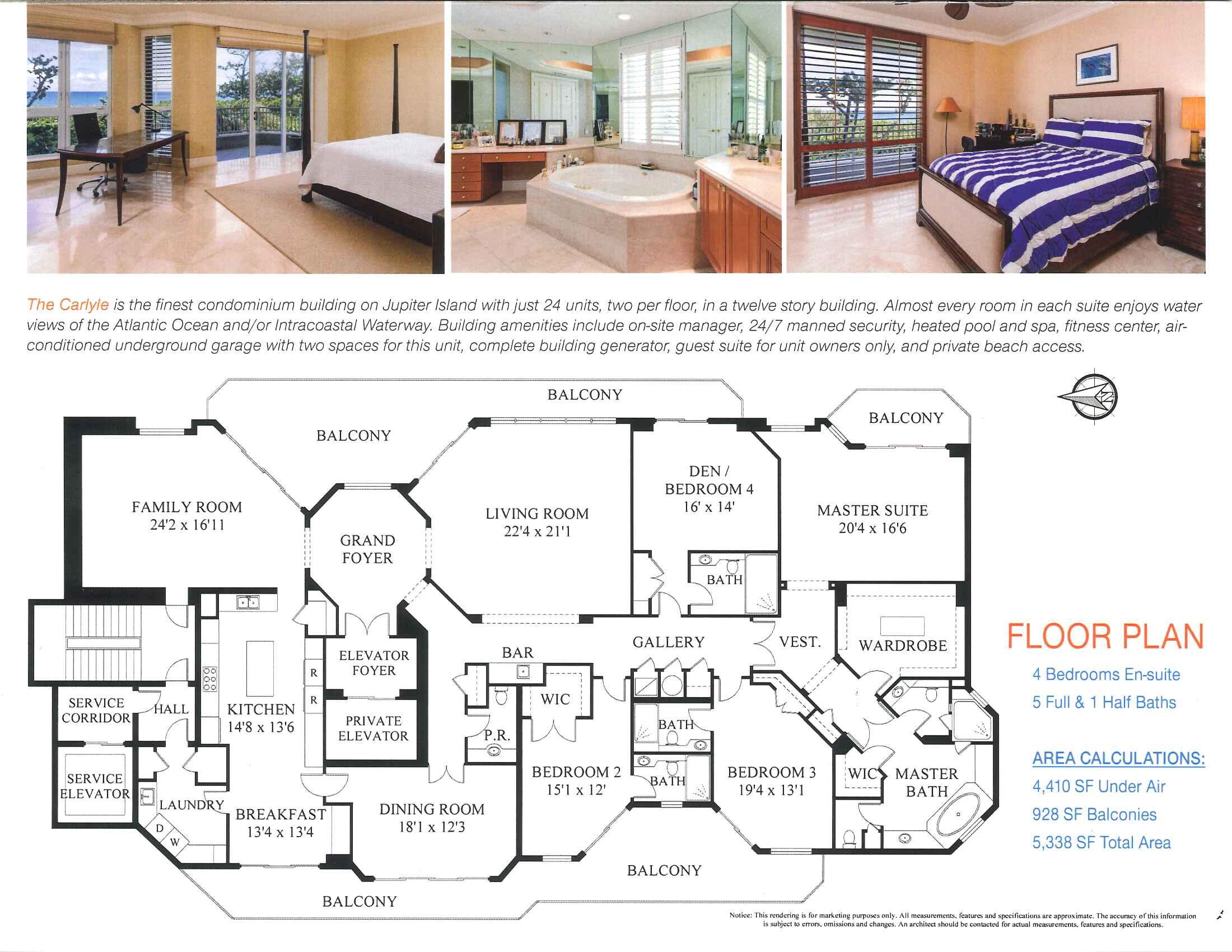 19700 South Beach Road, Unit 2S Jupiter, FL 33469 - Photo 30 of 30 Carlyle Floor plan