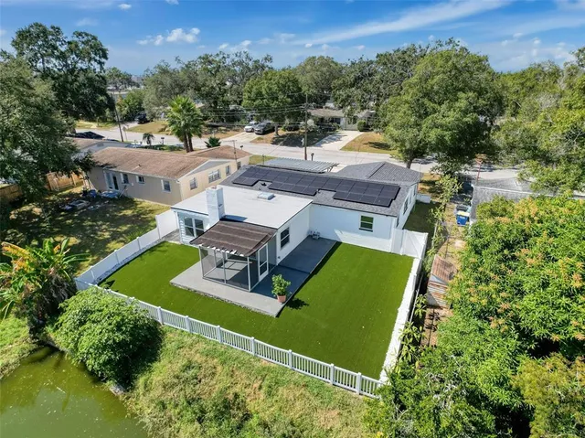 an aerial view of a house