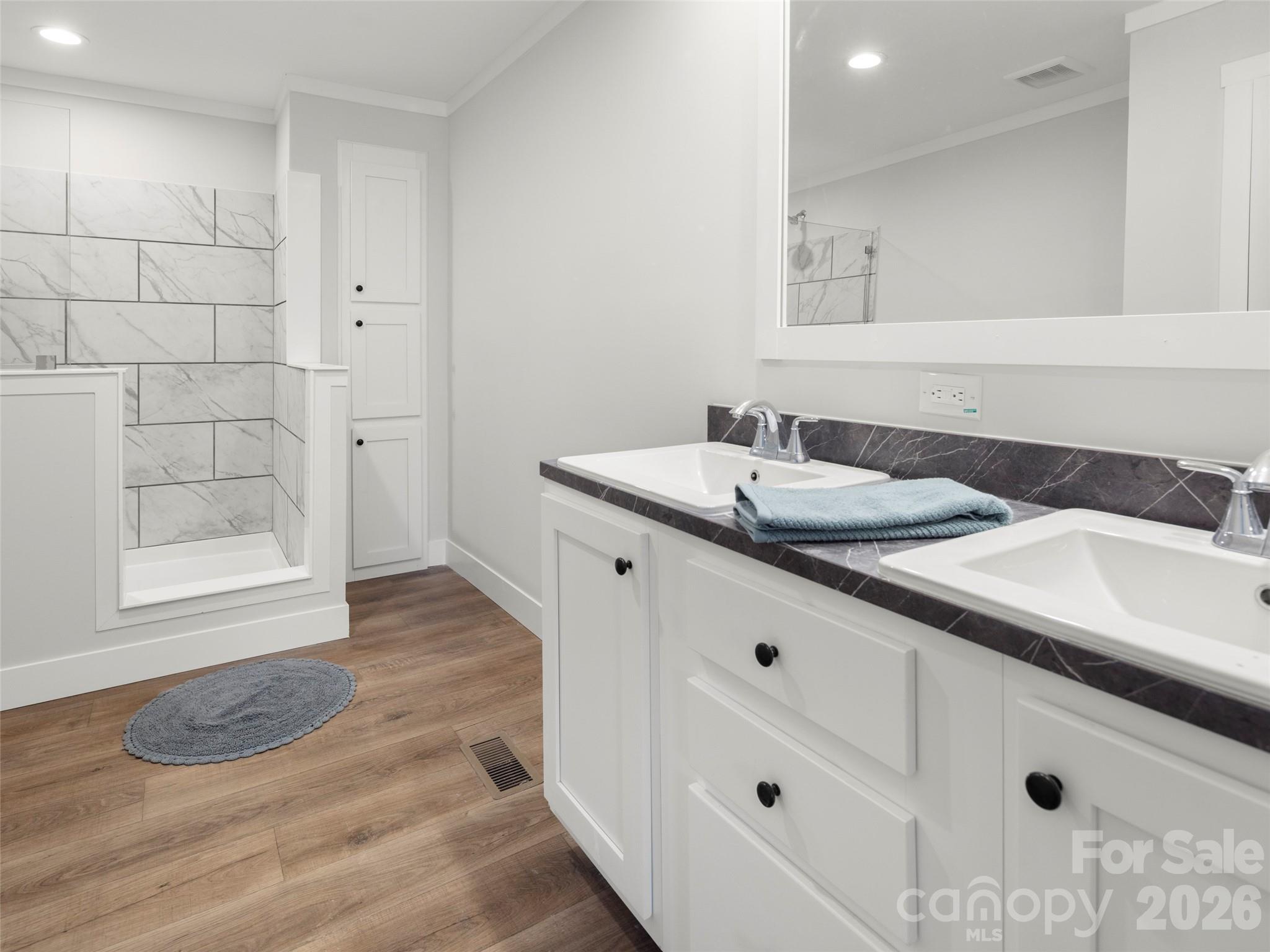 502 Hutch Mountain Road Fletcher, NC 28732 - Photo 18 of 26 a bathroom with a sink and a mirror