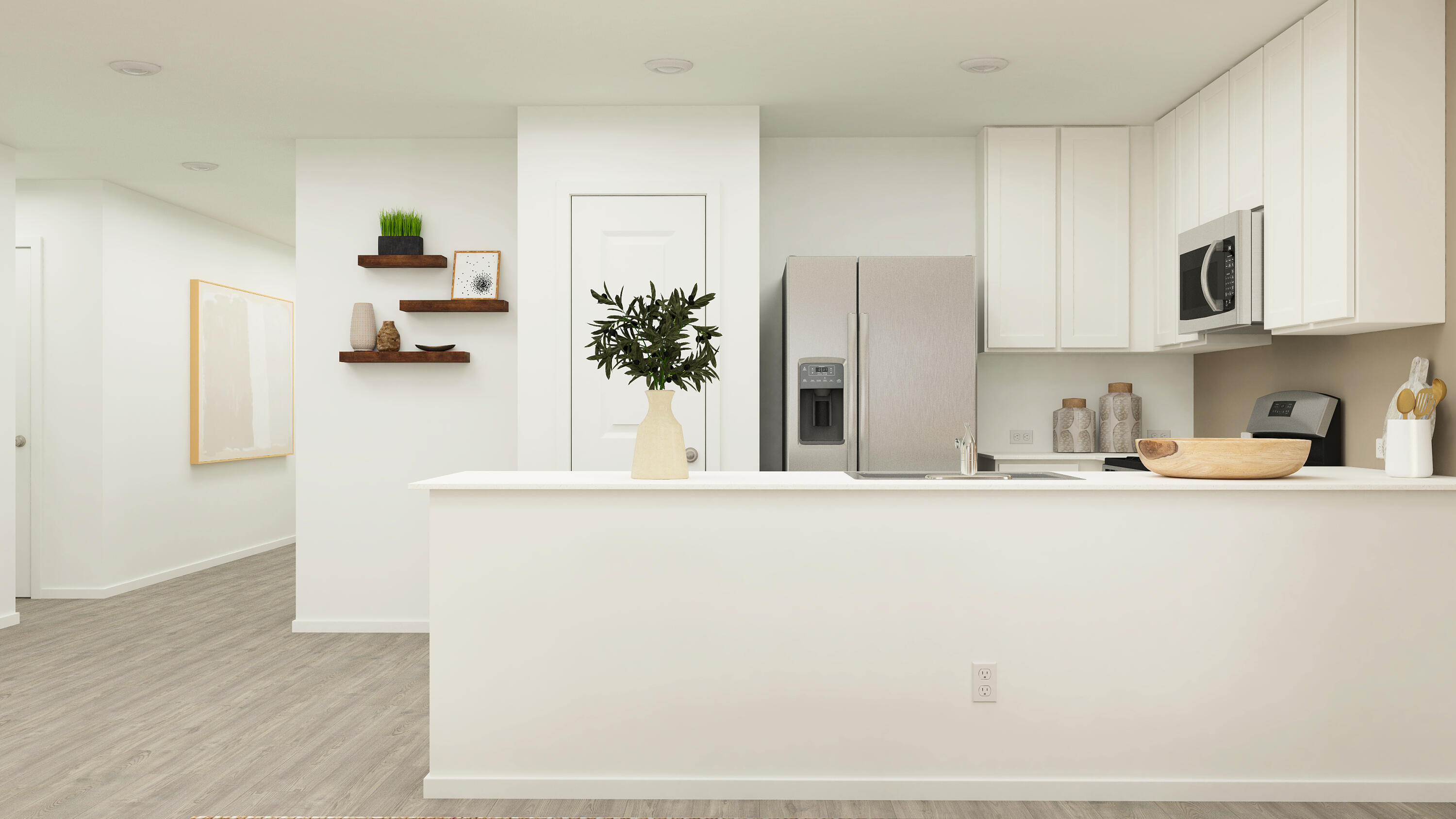 2140 Edgewood Street Lubbock, TX 79403 - Photo 12 of 31 a kitchen with stainless steel appliances a refrigerator a sink and white cabinets