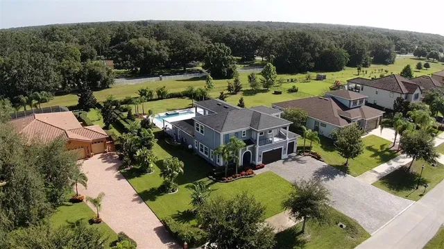 an aerial view of a house