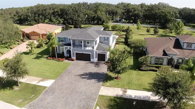 an aerial view of a house