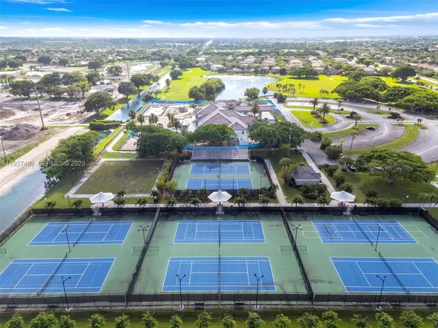 a view of a lake with a patio