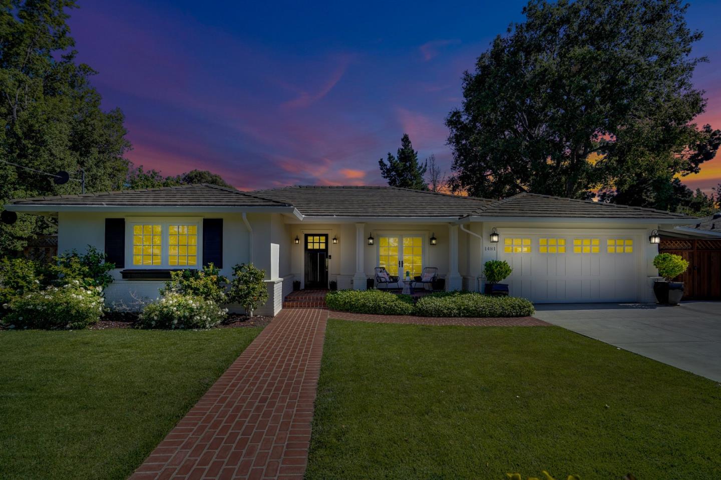 1481 Brookmill Road Los Altos, CA 94024 - Photo 2 of 55 a front view of a house with a garden and yard