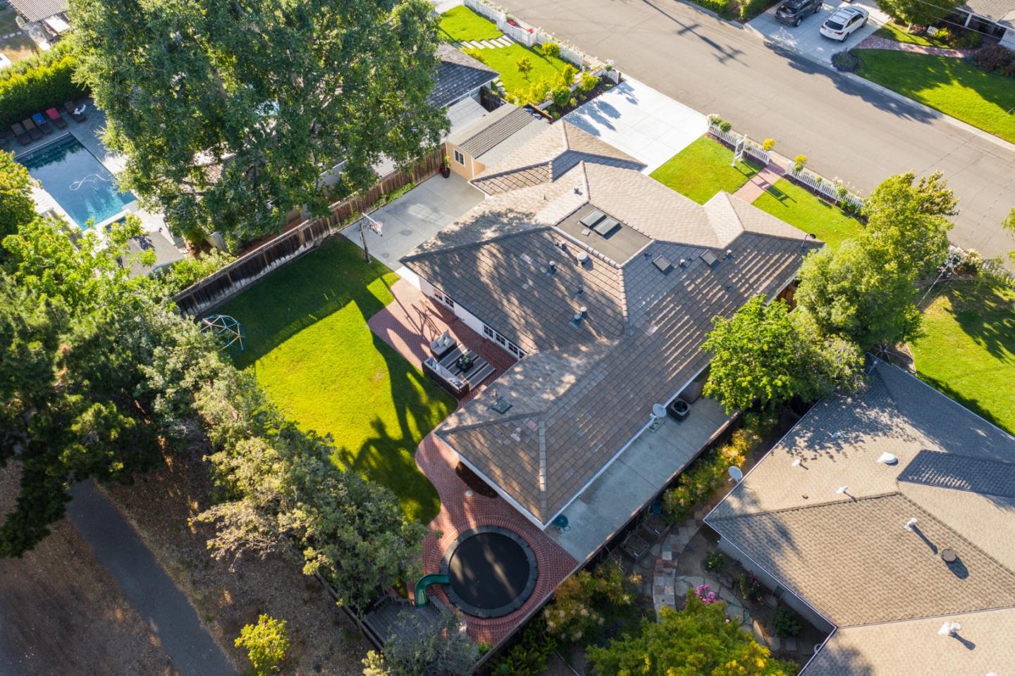 1481 Brookmill Road Los Altos, CA 94024 - Photo 51 of 55 an aerial view of a house with a swimming pool