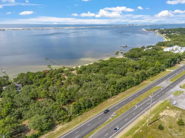 a view of a lake from a building