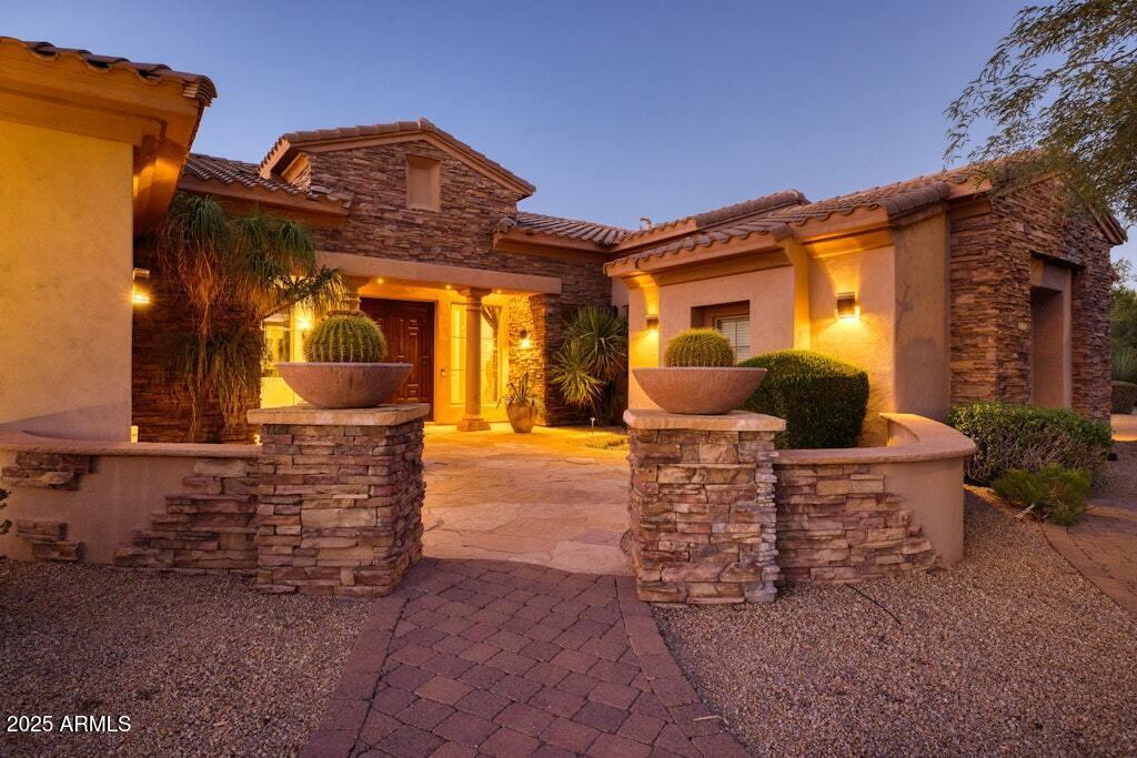 9698 East Vantage Point Road Scottsdale, AZ 85262 - Photo 5 of 74 Front Entrance Evening
