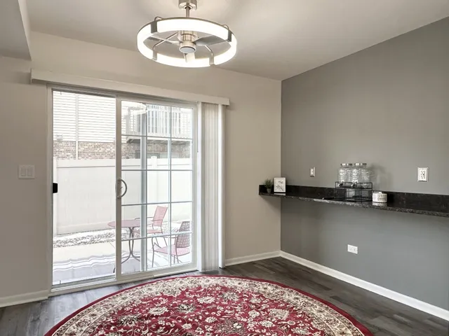 a view of a room with a large window