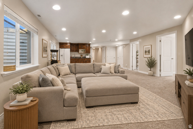 1997 East 600 South Springville, UT 84663 - Photo 40 of 54 Recessed lighting illuminating the carpeted floor *virtually staged*