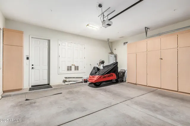 a car is parked in a garage